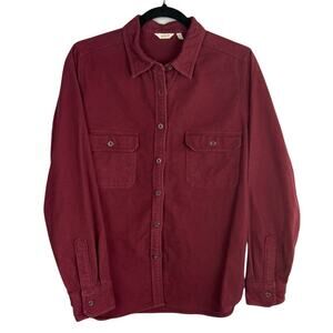 Woolrich 100% Cotton Burgundy Button Down Size L